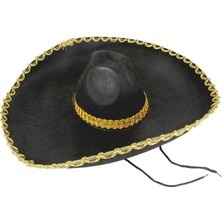 Ozkr Store Sombrero Meksika Şapkası Mariachi Altın Şeritli Yetişkin Boy