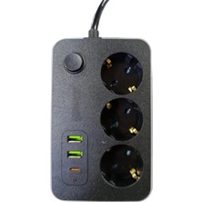 Hace Bazaar 3 Lü Akım Korumalı 2 Adet USB 1 Adet Type-C Girişli Priz 3414