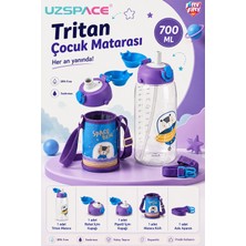 Uzspace Büyük Boy - Kılıflı 2 Ayrı Kapaklı Pipetli/pipetsiz Tritan Su Matarası 700 ml