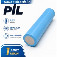 Badem10 Şarj Edilebilir Lityum Pil 3,7V 2800 Mah Açık Mavi Yüksek Kapasiteli Uzun Ömürlü Pil