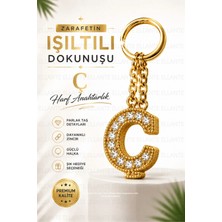 Ellante Kişiye Özel Harf Anahtarlık Altın Renk Zirkon Taşlı Şık Çanta Süsü Anahtar Aksesuarı Hediyelik Harf Kolyesi Görünümlü Tasarım