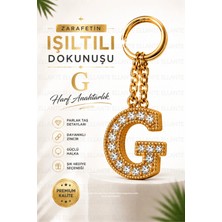 Ellante Kişiye Özel Harf Anahtarlık Altın Renk Zirkon Taşlı Şık Çanta Süsü Anahtar Aksesuarı Hediyelik Harf Kolyesi Görünümlü Tasarım