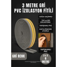 Ellante Gri Kapı ve Pencere Soğuk Izolasyon Bandı Fitili Kendinden Yapışkanlı Kauçuk Yalıtım Bant 3 Metre