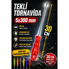 Ellante 30 cm Düz Tornavida 5X300 mm Profesyonel Uzun Boy Ergonomik Sap