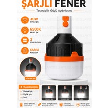 Ellante Şarjlı LED Kamp Feneri 30W Güçlü Işık 6500K Beyaz Aydınlatma 3 Fonksiyonlu Taşınabilir Acil Durum ve Outdoor Feneri