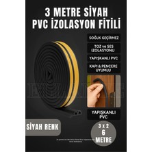 Ellante Siyah Kapı ve Pencere Soğuk Izolasyon Bandı Fitili Kendinden Yapışkanlı Kauçuk Yalıtım Bant 3 Metre