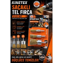Ellante Tel Fırça Seti 3'lü Matkap Uyumlu Tel Fırça Aparatı 12MM 16MM 25MM Pas Boya Oksit Kaynak Temizleme Fırç