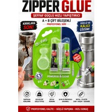 Ellante Zipper Glue Şeffaf Çift Bileşenli Güçlü Yapıştırıcı 8 gr A+B Hızlı Metal Cam Plastik Seramik Ahşap Tamir Tutkalı