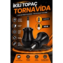 Ellante Mini Ikili Topaç Tornavida Manyetik Uçlu Düz ve Yıldız Uçlu Pratik El Tornavidası