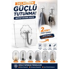 Ellante Duvar Delmeden Yapışkanlı Tablo Askı Aparatı 2 Adet Şeffaf Güçlü Yapışkan Çerçeve Ayna ve Saat Askısı