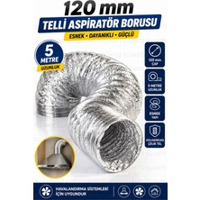 Ellante 120 mm 5 Metre Telli Alüminyum Esnek Aspiratör Borusu Davlumbaz Havalandırma Borusu