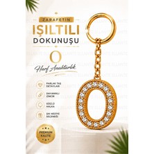 Ellante Kişiye Özel Harf Anahtarlık Altın Renk Zirkon Taşlı Şık Çanta Süsü Anahtar Aksesuarı Hediyelik Harf Kolyesi Görünümlü Tasarım