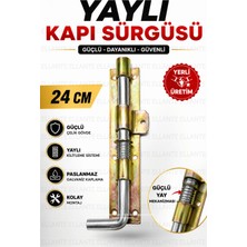 Ellante 24 cm Yaylı Kapı Sürgüsü Galvaniz Çelik Ferforje Bahçe Demir Garaj Depo Kapısı Kilidi
