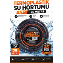 Ellante Patlamaz 1/2 Inç 25 Metre Termoplastik Su Hortumu 2x Extra Strong Yüksek Basınca Dayanıklı Esnek Bahçe Sulama Hortumu