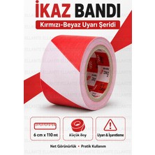 Ellante Ikaz Bandı 6 cm x 110 Metre Kırmızı Beyaz Güvenlik Uyarı Şeridi Şantiye Depo Otopark ve Etkinlik Alanları Için Dayanıklı Profesyonel Bariyer Bandı