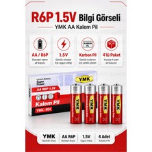 Ellante Ymk Aa R6P 1.5V Karbon Kalem Pil 4'lü Paket | Kumanda, Saat, Oyuncak ve El Feneri Için Ekonomik Pil
