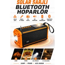 Ellante Solar Şarjlı Bluetooth Hoparlör Fm Radyo LED El Feneri Powerbank Usb/tf Kart Destekli Taşınabilir Kamp Radyosu 8W