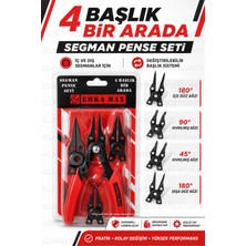 Ellante 4 Başlıklı Segman Pense Seti | Iç & Dış Segman Uyumlu • Değiştirilebilir Uçlu Profesyonel Karbon Çelik Set