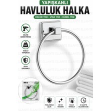 Ellante Yapışkanlı Paslanmaz Çelik Havluluk Halka Delme Gerektirmeyen Güçlü Yapışkanlı Krom Banyo Havlu Askısı