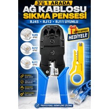 Ellante 3'ü 1 Arada RJ45 RJ12 RJ11 Ağ Kablosu Krimp Pensesi Ethernet Sıkma Pense Kablo Soyucu Dahil Profesyonel Network El Aleti
