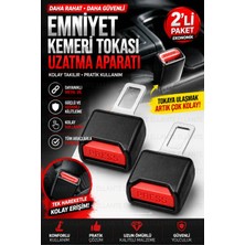 Ellante 2’li Emniyet Kemeri Uzatma Aparatı Evrensel Uyumlu Metal Kilitli Kolay Takılan Konfor ve Güvenlik Aparatı