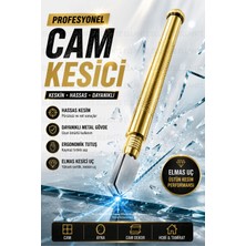 Ellante Profesyonel Elmas Uçlu Cam Kesici - Metal Gövde Hassas Cam Kesme Aparatı Ergonomik Sap