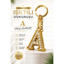 Ellante Kişiye Özel Harf Anahtarlık Altın Renk Zirkon Taşlı Şık Çanta Süsü Anahtar Aksesuarı Hediyelik Harf Kolyesi Görünümlü Tasarım