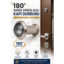 Ellante 180° Geniş Açılı Kapı Durbunu 50-75 mm Ayarlanabilir Saten Metal Kapı Gözü Güvenlik Dürbünü
