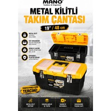 Ellante 19 Inç Metal Kilitli Takım Çantası Organizerli Çıkarılabilir Iç Tepsili Profesyonel Alet Çantası 48 cm Mano Mt-19