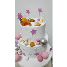 Himi Pasta Süsleri Sevimli Tavşanlar Maket Kürdanlı Cupcake Pasta Süsü 7 Parça Doğum Günü Süsleri