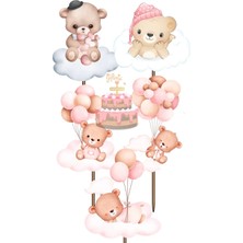 Himi Pasta Süsleri Bulutlu Ayıcık Set Doğum Günü Pasta Süsleri Kız Erkek Çocuk Maket Pasta Kürdanı Cupcake Kürdan Süsü