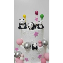 Himi Pasta Süsleri Panda 4 Parça Maket Kürdanlı Cupcake Pasta Süsü Doğum Günü Süsü Pasta Kürdanı Kürdan Süsü