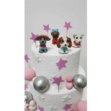 Himi Pasta Süsleri Sevimli Köpekler Maket Kürdanlı Cupcake Pasta Süsü 4 Parça Doğum Günü Süsleri