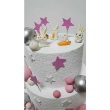 Himi Pasta Süsleri 4'lü Tavşanlar Maket Kürdanlı Cupcake Pasta Süsü Doğum Günü Süsleri
