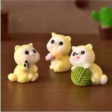 Himi Pasta Süsleri 3'lü Kedi Maket Kürdanlı Cupcake Pasta Süsü Doğum Günü Süsleri Kürdan Süsü