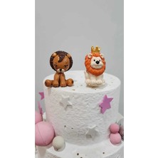 Himi Pasta Süsleri 2'li Safari Aslan Maket Kürdanlı Cupcake Pasta Süsü Doğum Günü Süsü Pasta Kürdanı Kürdan Süsü