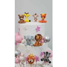 Himi Pasta Süsleri 8'li Safari Hayvanlar Maket Kürdanlı Cupcake Pasta Süsü Doğum Günü Süsü Pasta Kürdanı Kürdan Süsü