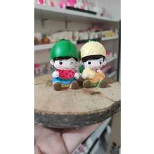 Himi Pasta Süsleri 2'li Meyve Yiyen Çocuklar Maket Kürdanlı Cupcake Pasta Süsü Doğum Günü Süsleri