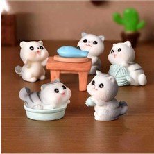 Himi Pasta Süsleri 5'li Kedi Masa ve Balık Maket Kürdanlı Cupcake Pasta Süsü Doğum Günü Süsleri Kürdan Süsü