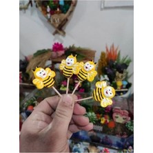 Himi Pasta Süsleri 4'lü Arı Maket Kürdanlı Cupcake Pasta Süsü Doğum Günü Süsleri Kürdan Süsü