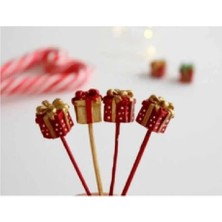 Himi Pasta Süsleri 4'lü Mini Sürpriz Maket Kürdanlı Cupcake Pasta Süsü Doğum Günü Süsleri Kürdan Süsü