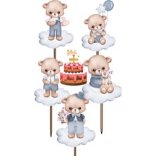 Himi Pasta Süsleri Balonlu Ayıcık Set Doğum Günü Pasta Süsleri Kız Erkek Çocuk Maket Pasta Kürdanı Cupcake Kürdan Süsü