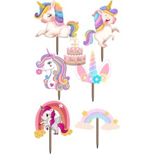 Himi Pasta Süsleri Unicorn Doğum Günü Pasta Süsleri Kız Erkek Çocuk Maket Pasta Kürdanı Cupcake Kürdan Süsü
