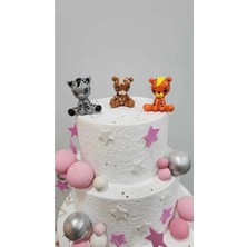 Himi Pasta Süsleri 3'lü Safari Hayvanlar Maket Kürdanlı Cupcake Pasta Süsü Doğum Günü Süsü Pasta Kürdanı Kürdan Süsü