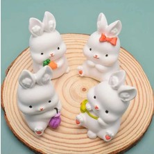 Himi Pasta Süsleri 4'lü Tavşan Maket Kürdanlı Cupcake Pasta Süsü Doğum Günü Süsleri Pasta Kürdanı Kürdan Süsü