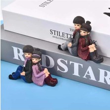 Himi Pasta Süsleri 2'li Sırt Sırta Veren Sevgililer Maket Kürdanlı Cupcake Pasta Süsü Doğum Günü Süsleri
