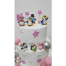 Himi Pasta Süsleri Penguenler 6 Parça Maket Kürdanlı Cupcake Pasta Süsü Doğum Günü Süsleri