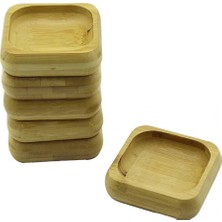 Hace Bazaar 6 Adet 9X9CM Kare Ahşap Bambu Çerezlik - Lokumluk Kase Derinlik: 1.8cm (4887)