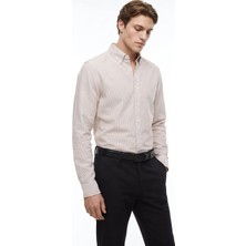 Altınyıldız Classics Beyaz Erkek Düğmeli Tailored Fit Çizgili Gömlek ACE201262278