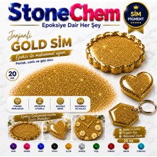 Stonechem Epoksi Glitter Sim 50 gr - Kalın Mikron Parlak Gold (Altın) - Yüksek Işıltılı Reçine ve Hobi Simi
